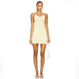New - Crochet Halter Mini Dress in Honey Butter